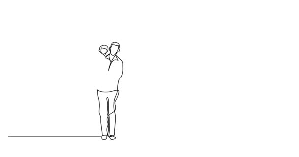 Zelf tekening lijn animatie van bedrijfsconcept schets van gelukkige familie thuis - Video