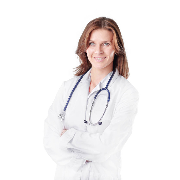 portrait of young woman doctor isolated on white. - Фото, зображення