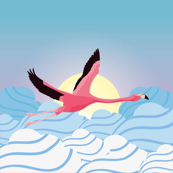 latające tropikalny flamingo - Wektor, obraz
