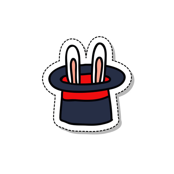 rabbit in the hat doodle icon - Vector, Image