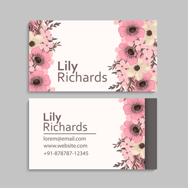Business card with beautiful flowers. Template - Vecteur, image
