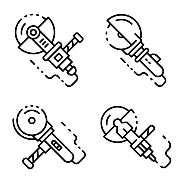 Angle grinder icons set, outline style - Vector, imagen