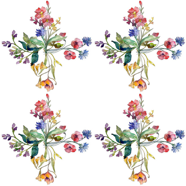 Luxury fashion prints with wildflowers. Watercolor background illustration set. Background pattern. - Foto, Bild
