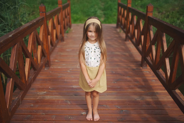 happy little girl with long hair - Foto, Imagem