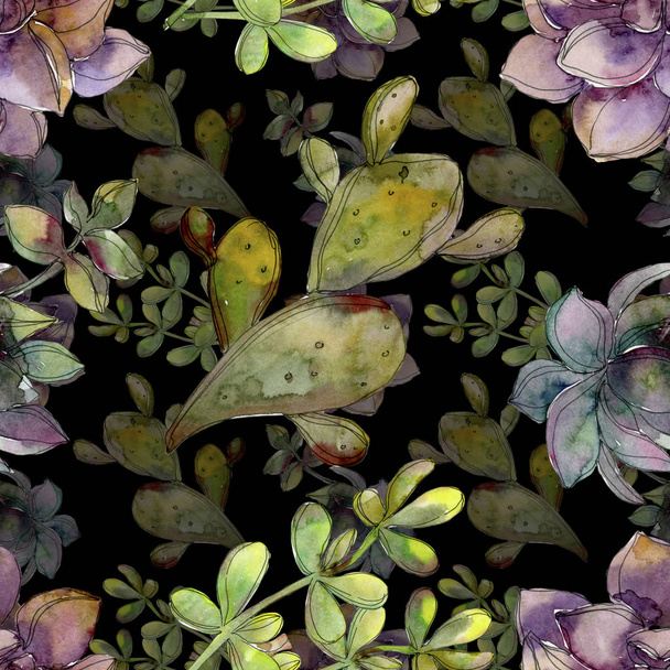 Dzsungel botanikai zamatos virág. Akvarell háttér illusztráció készlet. Varratmentes háttérben minta. - Fotó, kép