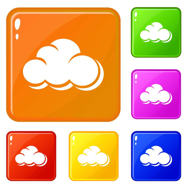 Web cloud icons set vector color - Vettoriali, immagini