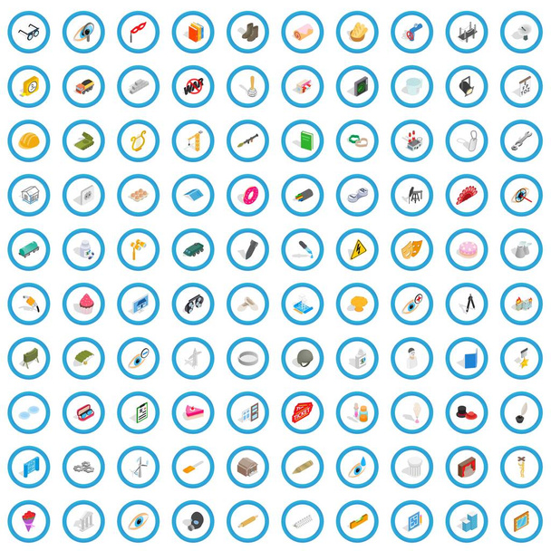 Комплект из 100 иконок, изометрический 3d стиль
 - Вектор,изображение