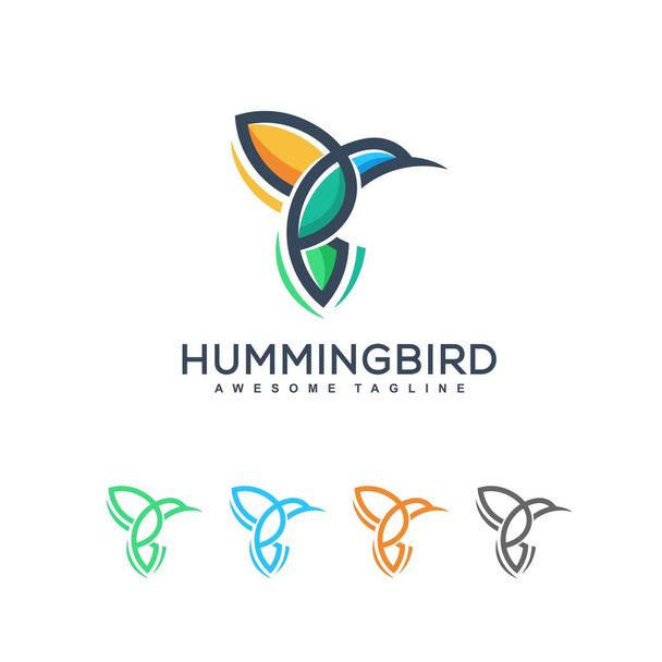 Abstrato Humming pássaro ilustração vetor Design modelo
 - Vetor, Imagem