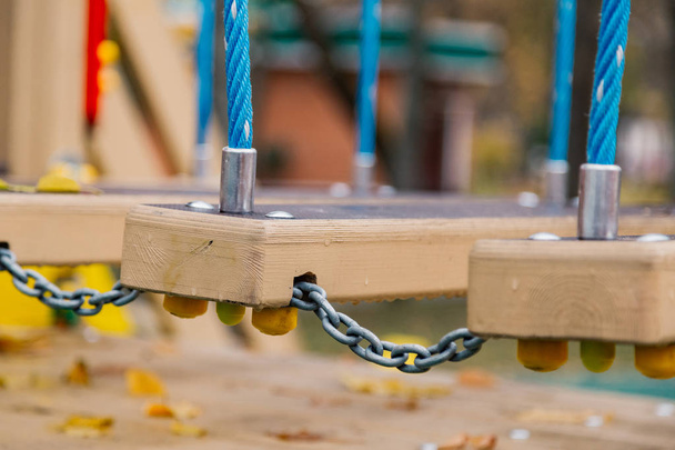 Detail from the playground, fastening the ropes on the shell. - Photo, Image