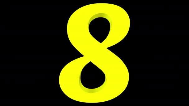 3D rendering of a computer generated animation showing a transformation of the "5" digit into the "8" digit, followed by the inverse transformation, allowing seamless infinite looping. Yellow on black background, followed by alpha matte. - Footage, Video
