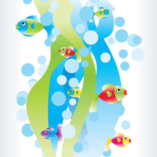 color fish bright waves vector - Vector, Image