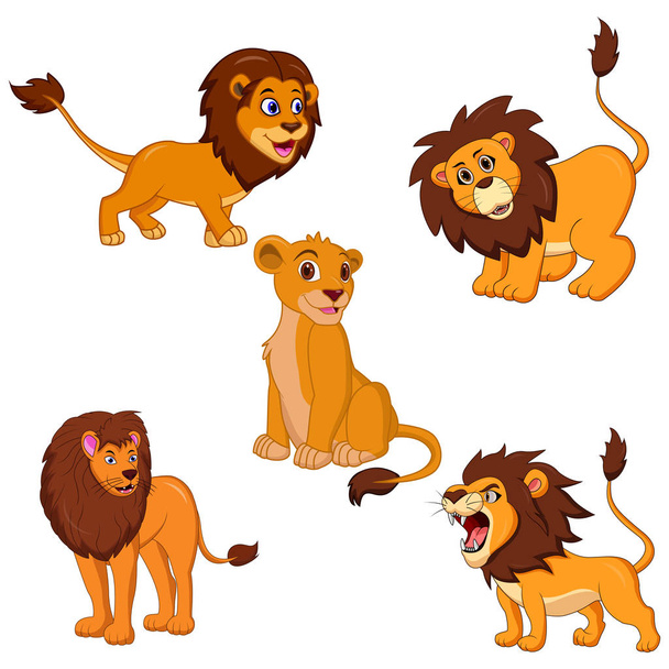 Εικονογράφηση διάνυσμα καρτούν Lion σύνολο συλλογής - Διάνυσμα, εικόνα