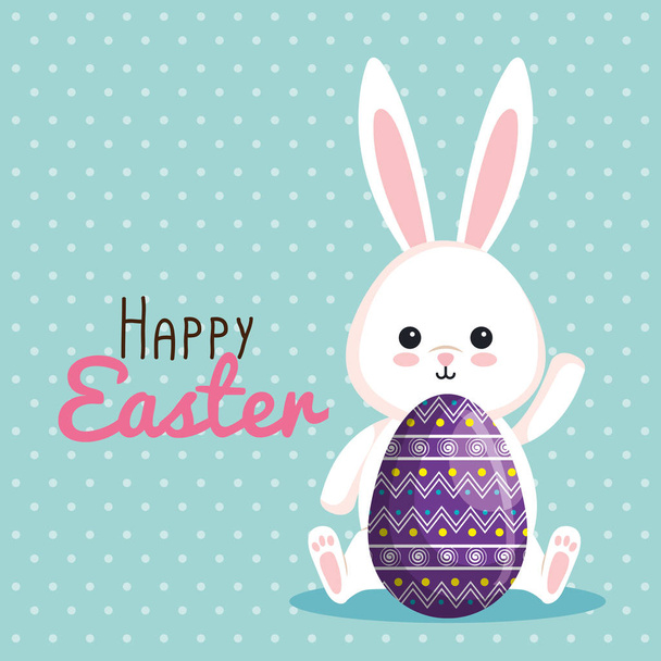 cute rabbit with egg decoration to event - Vecteur, image
