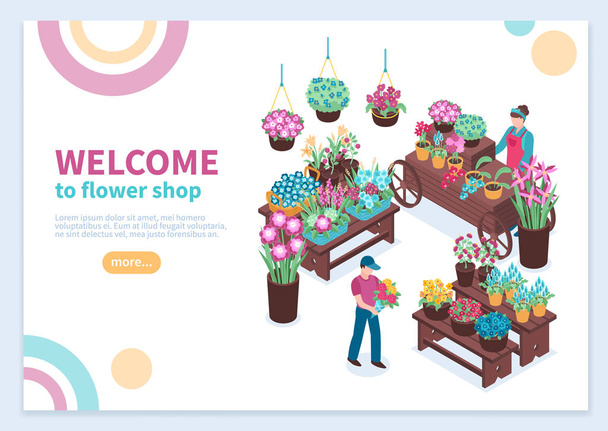 Flower Shop izometryczny koncepcja - Wektor, obraz