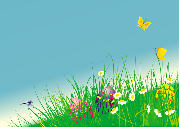 easter eggs in the grass - Vector, Image