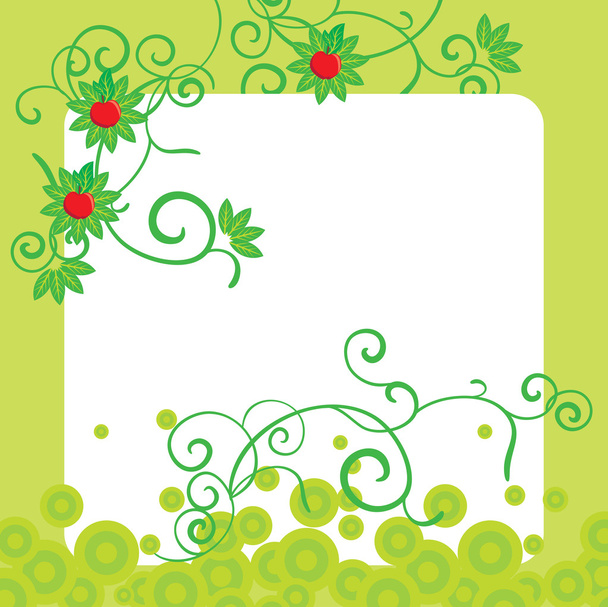 zelený rámeček s jablky - Vektor, obrázek