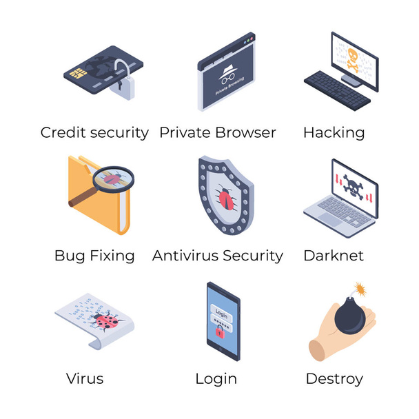 Pacote de ícones de segurança de Internet - Vetor, Imagem