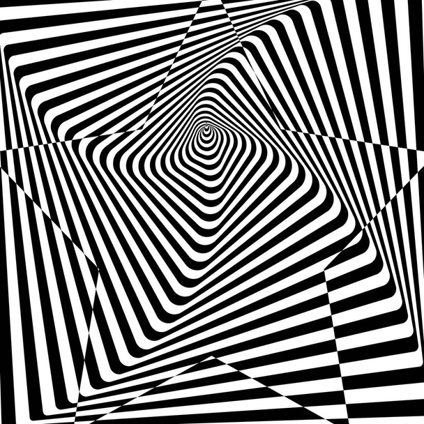 Abstract twisted background. Optical illusion of distorted surface. Twisted stripes. Stylized 3d tunnel. - Vector, Image