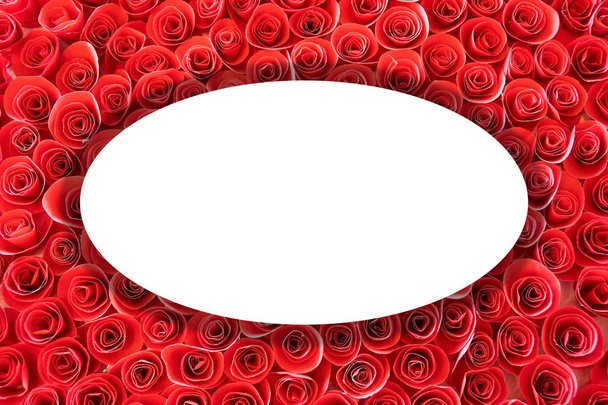cadre rond, Mise en page créative fait beau papier fleur fond rose rouge avec note de carte de papier. Blank pour carte publicitaire ou invitation
. - Photo, image