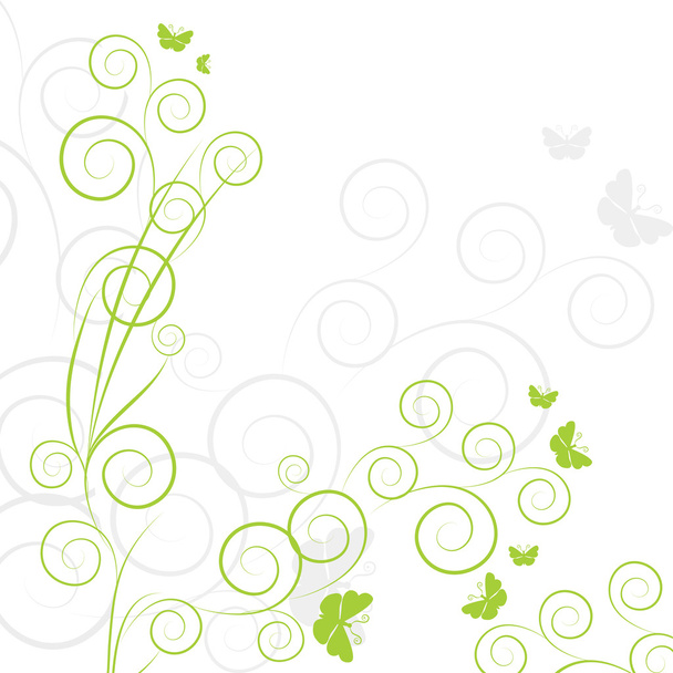 Green plants with butterflies - Vector, Image