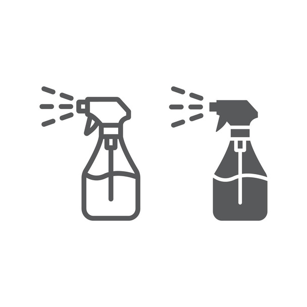 Foggy spray line and glyph icon, liquid and fluid, spray bottle sign, vector graphics, a linear pattern on a white background. - Vector, Image