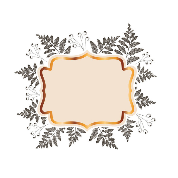 frame with plants and herbs isolated icon - Vector, afbeelding