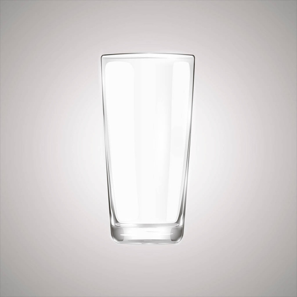 Κοντινό πλάνο γυαλί. Άδειο ποτήρι ζέσεως. Υαλουργίας Είδη για ποτά. Πόσιμο - Διάνυσμα, εικόνα