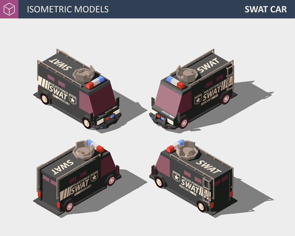 Isometric Police Van. Armored Special Forces Vehicle SWAT - Vector, Image