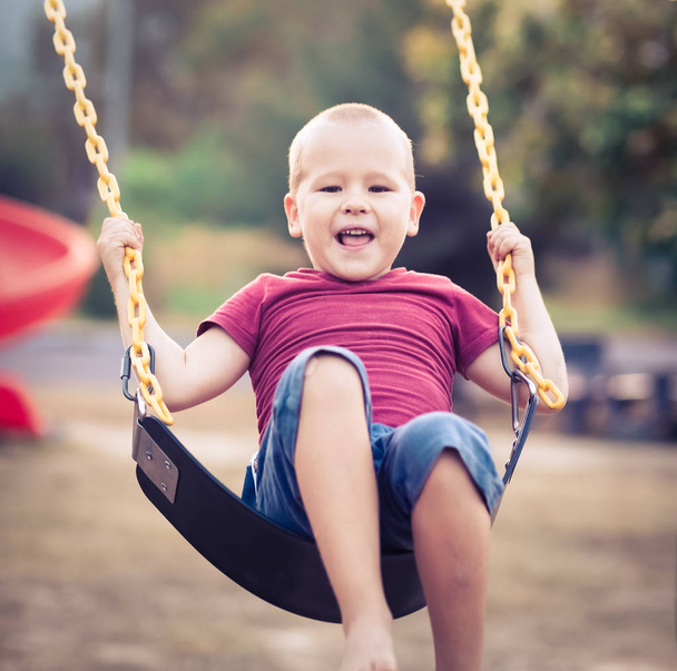 Little boy swinging on a swing - Foto, immagini