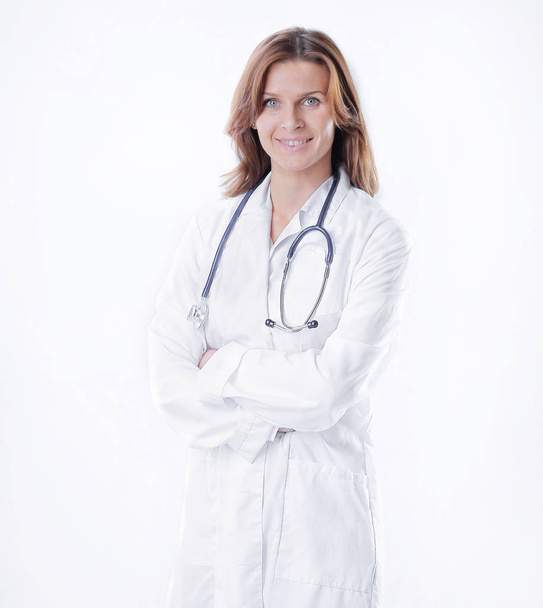 portrait of young woman doctor isolated on white. - Foto, Bild