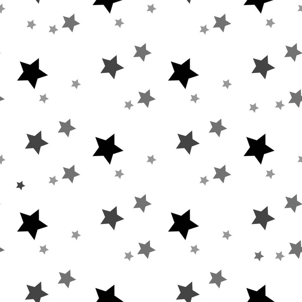 Star seamless pattern. White and grey retro background. Chaotic elements. Abstract geometric shape texture. Effect of sky. Design template for wallpaper,wrapping, textile. Vector Illustration - Vector, Image
