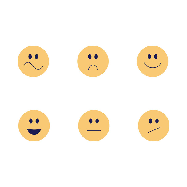 Векторные забавные эмодзи улыбаются набору плоских иконок
 - Вектор,изображение