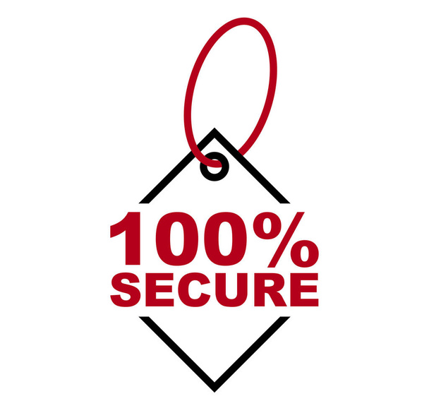 rode vector banner 100% veilig - Vector, afbeelding
