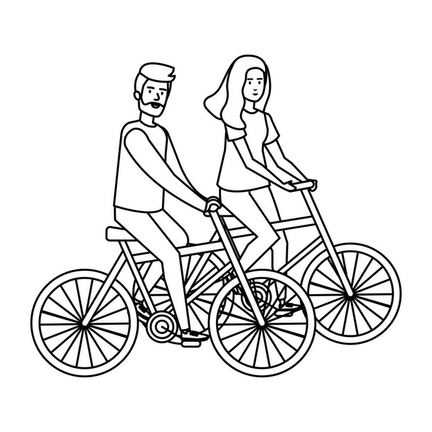 giovane coppia in bicicletta avatar personaggi
 - Vettoriali, immagini