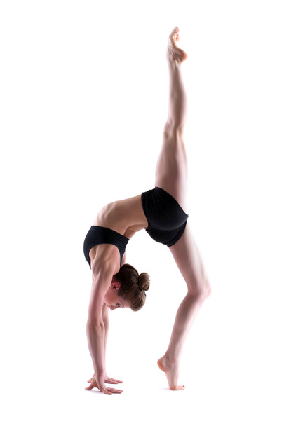 Young flexible brunette posing in studio - Fotó, kép