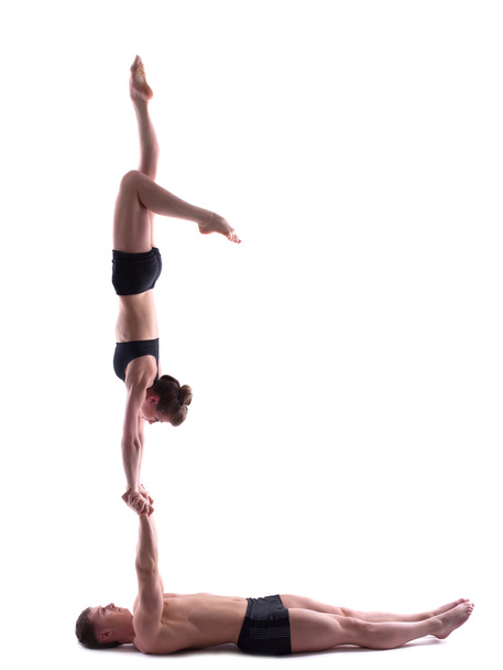 Image of couple two flexible acrobats - Foto, immagini