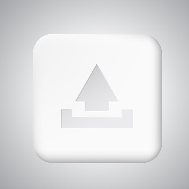 Square white plastic upload button - Διάνυσμα, εικόνα