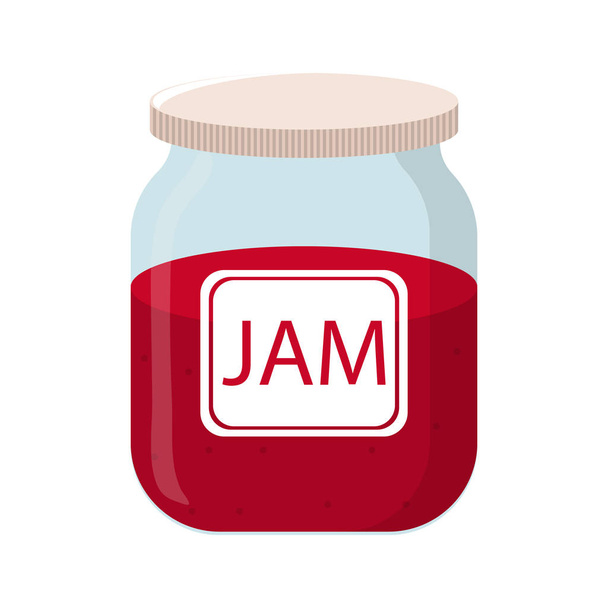 Vector Jam Jar isolated on white backgroud. Natural Healthy Food Production Jam. Vector illustration for Your Design. - Vector, Image
