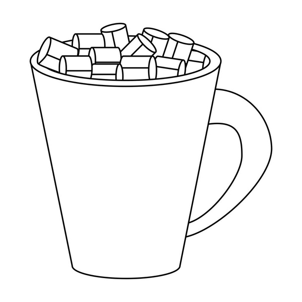 Siyah-beyaz izole kupa kesme şeker - Vektör, Görsel