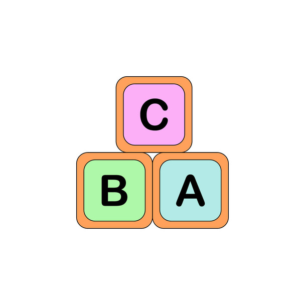 cartoon infants blocks alphabet toy colored icon. Signs and symbols can be used for web, logo, mobile app, UI, UX - Vector, Image
