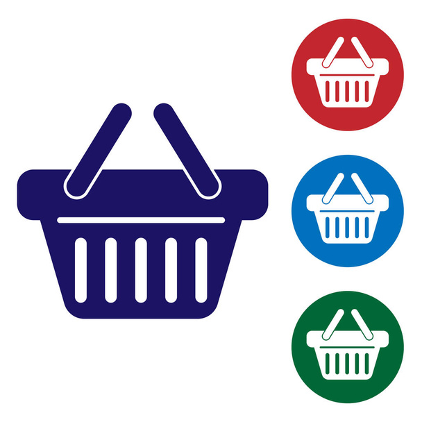 Blue Shopping basket icon isolated on white background. Vector Illustration - Vector, Image