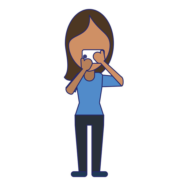 Γυναίκα με smartphone avatar γελοιογραφία - Διάνυσμα, εικόνα