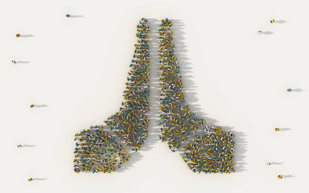 Велика група людей, що формують піктограму складених рук у соціальних мережах
  - Фото, зображення