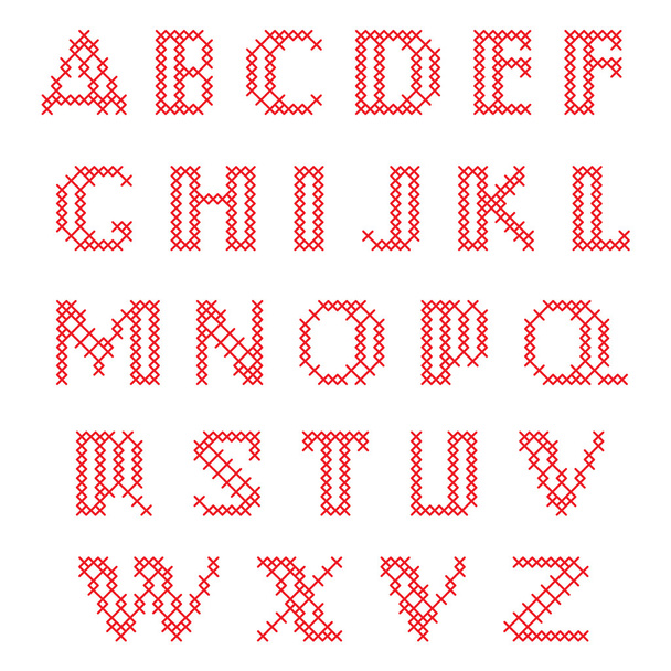 Cross Stitch Alphabet - Vetor, Imagem