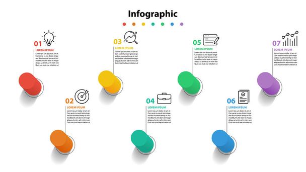 infographic element design 7 step, infochart planning - Vector, Image