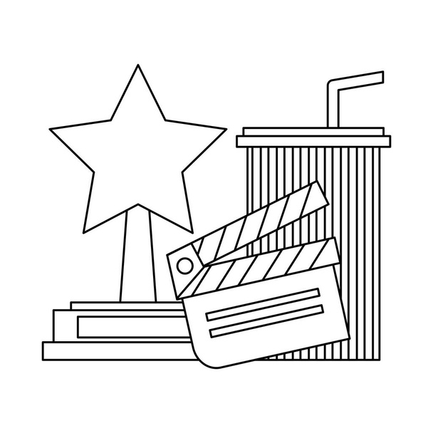 Film- und Kinoelemente in Schwarz-Weiß - Vektor, Bild
