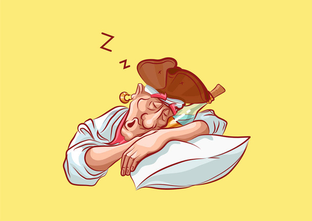 Emoji sticker kapitein mascotte slaap kussen - Vector, afbeelding