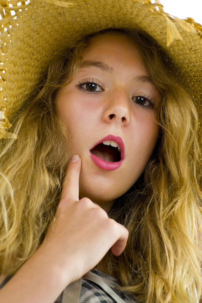 dospívající dívka s papírový klobouček - Fotografie, Obrázek