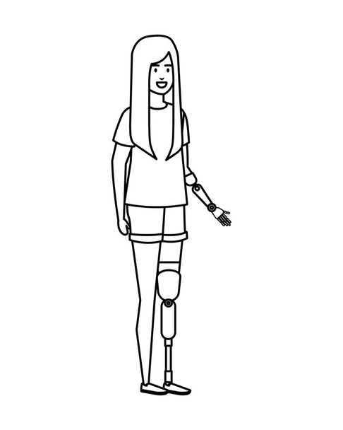 žena s arm protézy charakter - Vektor, obrázek