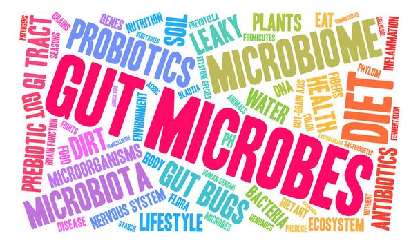 micróbios intestinais nuvem de palavras
 - Vetor, Imagem